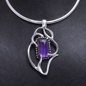 Gorgeous Large Sterling Silver Amethyst Pendant